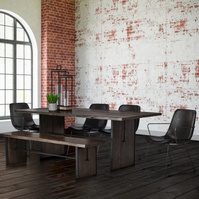 Alternative view of Sawyer I Dark Brown Faux-Leather Seat Black Iron Frame Dining Chair