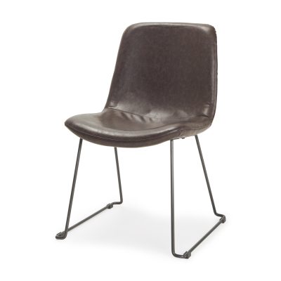 Sawyer I Dark Brown Faux-Leather Seat Black Iron Frame Dining Chair