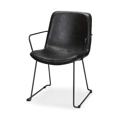 Sawyer II Black Faux-Leather Seat Black Iron Frame Dining Chair
