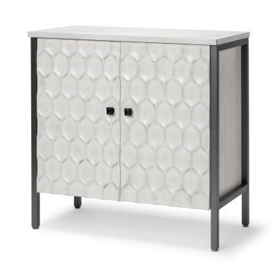 Savannah White Fir Veneer w/ Gray Metal 2-Door Accent Cabinet