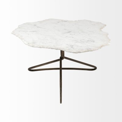 Alternative view of Pinera 37" Irregular White Marble Top Gold Metal Base Coffee Table