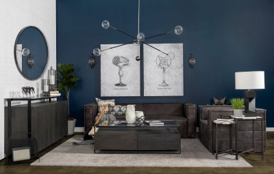 Alternative view of Lucas III (Set of 2) 15L x 15W; 12L x 12W White Marble W/Black Iron Frame Accent Tables