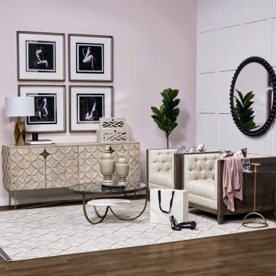 Alternative view of Excelsior I (72x18.3) Solid Wood Gold Metal Base 4 Cabinet Door SideBoard