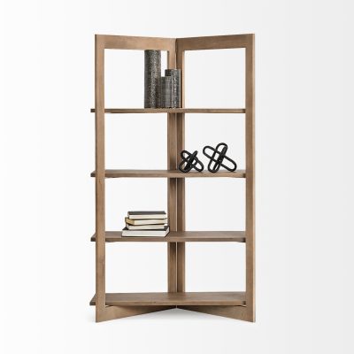 Alternative view of Turnbull I 42L x 16W x 72H Light Brown Wood Four Shelf Shelving Unit