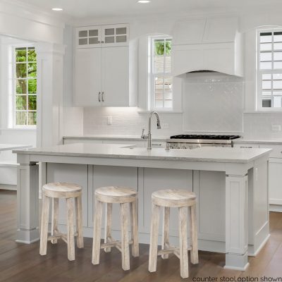 Alternative view of Brahma 30" Total Height White Washed Wood Stool