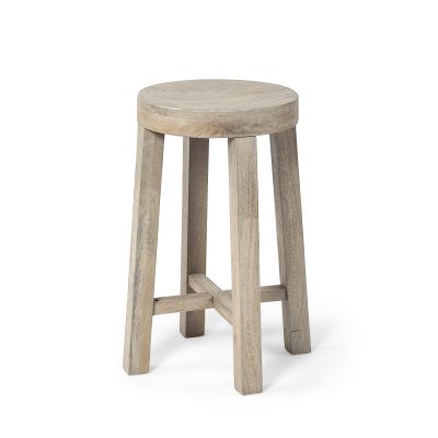 Brahma 26" Total Height White Washed Wood Stool