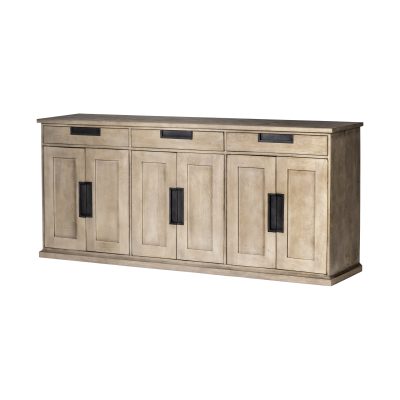 Braxton III 81.5x18.5 Natural Brown Solid Wood 3 Drawer 6 Door Sideboard
