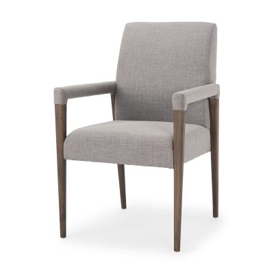 Palisades Grey Fabric Wrap Brown Wooden Frame Dining Chair