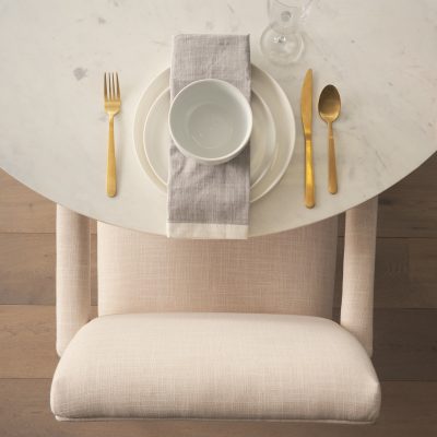 Alternative view of Palisades Cream Fabric Wrap Brown Wood Frame Dining Chair
