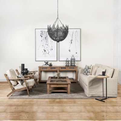 Alternative view of Olympus VI Beige Fabric Wrapped Wooden Frame Accent Chair