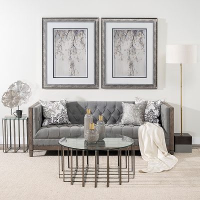 Alternative view of Kamara II (Large) 16L x 4W White Washed Wood W/Antiqued Silver  Botanical Decorative Object