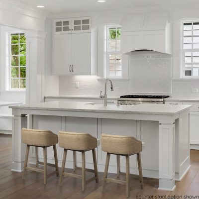 Alternative view of Monmouth 30.5" Seat Height Cream/Beige Fabric Seat Brown Wood Frame Bar Stool