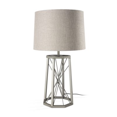 Raen (28.5"H) Gray Metal Octagonal Base w/Beige Shade Table Lamp