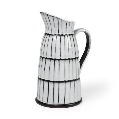 Lome Large White/Black Patterned Ceramic Water Pitcher