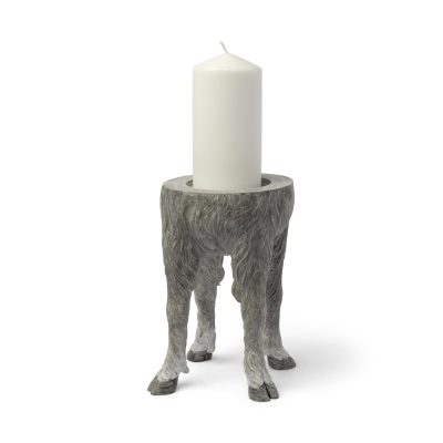 Pan Large Gray Ceramic Hoofed Table Candle Holder
