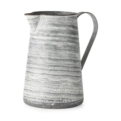 Serena II 11.2H Large Gray/White Textured Metal Jug