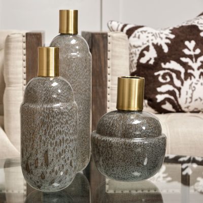 Alternative view of Toba II Tall Brown/Gold Spotted Gourd Style Vase