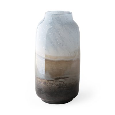 Nasser III Large Blue/Gold/Chrome Urn Style Glass Vase