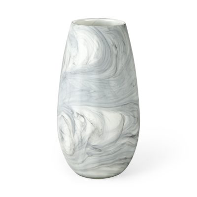 Volta II Tall White Gray Abstract Pattern Glass Vase