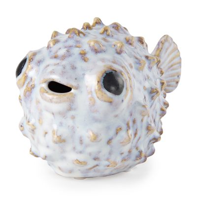 Spike I (Small) 8L x 4W Off-White Ceramic Puffer Fish