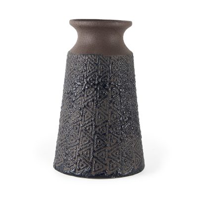 Sefina III Large Brown/Black Patterned Ceramic Vase