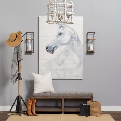 Alternative view of Lamda 22 x 75 Black Metal and Light Brown Wood Coat Rack