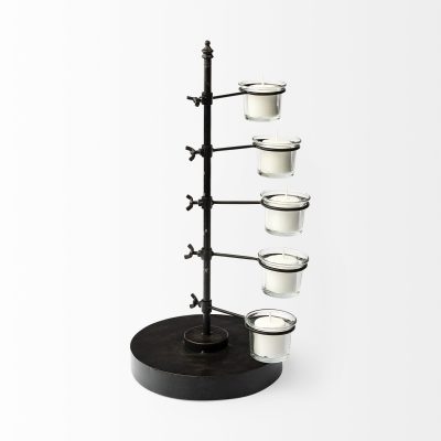 Alternative view of Jaran Black Metal Five Armed Tealight Table Candle Holder