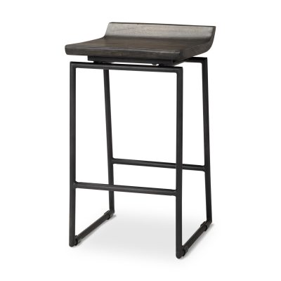 Givens 24.25"H Seat Height Black Wood Seat Black Frame Stool