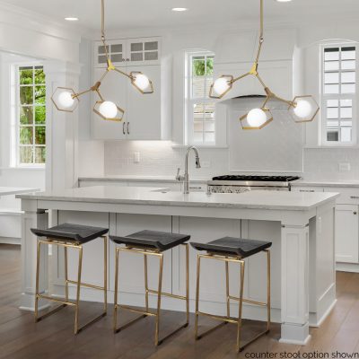 Alternative view of Givens 30.25"H Seat Height Brown Wood Seat Gold Metal Base Stool