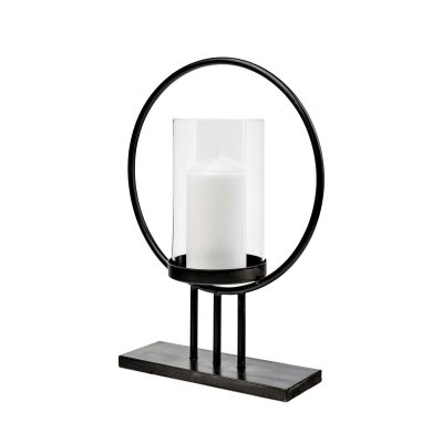 Saturn I Small Black Metal Table Candle Holder
