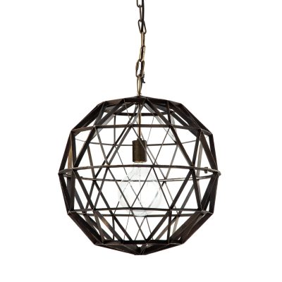 Dyson I 18x18 Black Metal Triangular Orb Pendant Light