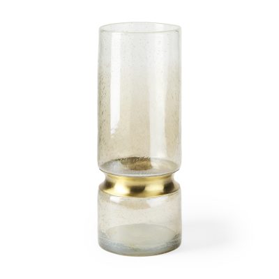 Adriatic II Large Brushed Gold Metal Glass Vase