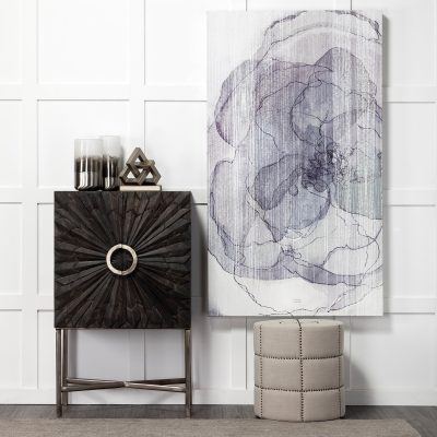 Alternative view of Baltic II Large White Brushed Silver Metal Bottom Glass Vase