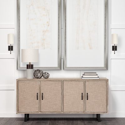 Alternative view of Bourgeois II 9x16 White Fabric Shade Brown Metal Base Wall Sconce