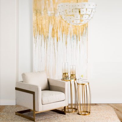 Alternative view of Rupert Cream Poly-Linen Seat w/ Gold Stainless Steel Frame Accent Chair