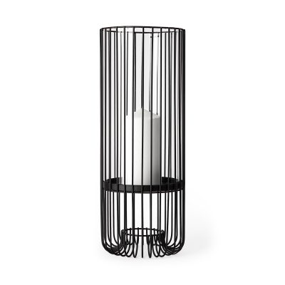 Velo II Large Black Metal Cylindrical Table Candle Holder