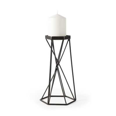 Sixx II Large Antiqued Metal Hexagonal Table Candle Holder