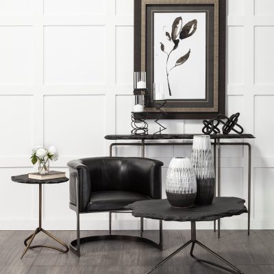 Alternative view of Omega III Large Black Metal Stacked Ring Table Candle Holder