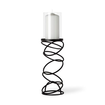 Omega II Medium Black Metal Stacked Ring Table Candle Holder