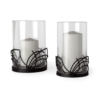 Cutlass I Set of Two Black Metal Base Table Candle Holders