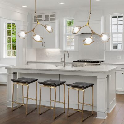 Alternative view of Givens 24.25"H Seat Height Brown Wood Seat Gold Metal Frame Stool