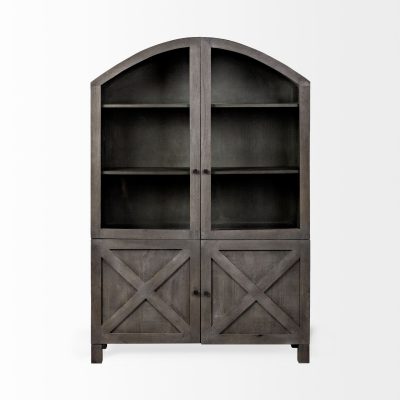 Alternative view of Barrett 48.5L X 17.25W X 73H Gray Solid Wood Display Cabinet
