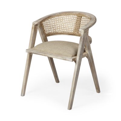Tabitha I Blonde Wooden Frame 100% Polyester Seat Dining Chair