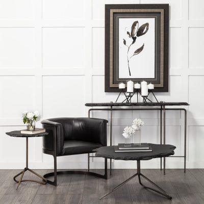 Alternative view of Pinera III 49L x 17W Black Slate W/Iron Base Console Table