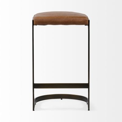 Alternative view of Tyson 31" Seat Height Brown Leather Seat Black Metal Frame Stool