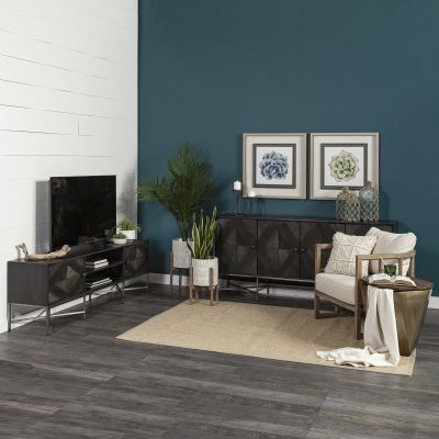 Alternative view of Hogarth I Dark Brown Solid Wood TV Stand Media Console with Storage, TV up to 81"