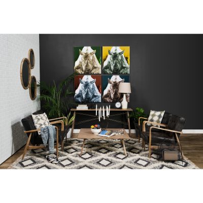 Alternative view of Phineas Black Leather W/ Brown Wooden Frame Accent Chair