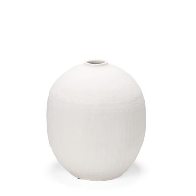 Karakum I Short White Textured Ceramic Vase