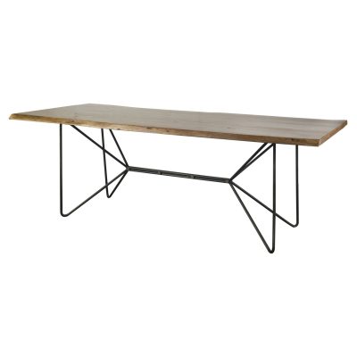 Papillion II 84.0L x 38.0W x 30.0H Rectangular Natural Wood Top W/Black Iron Base Dining Table