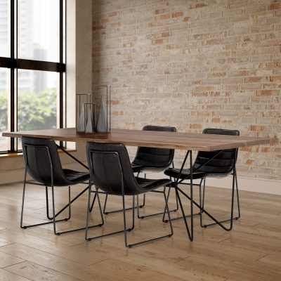Alternative view of Thornton I Dark Brown Faux-Leather Seat Black Iron Frame Dining Chair